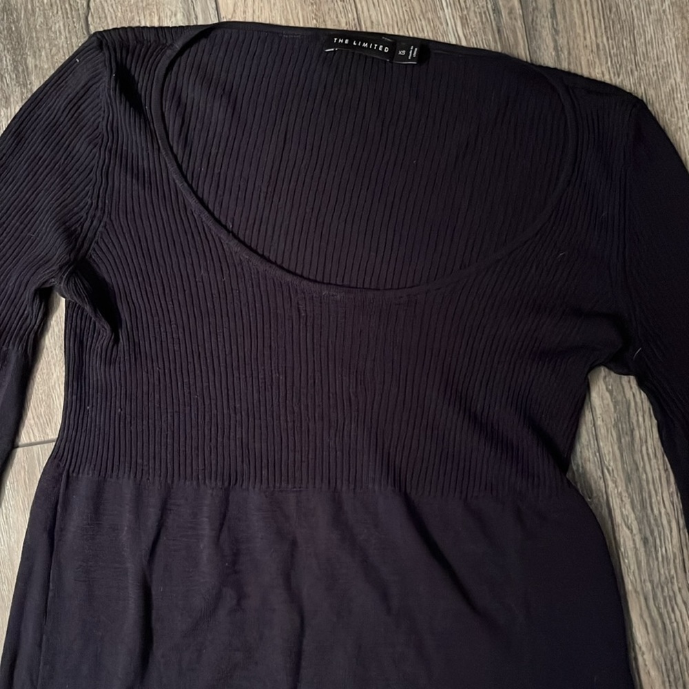 Womens the limited super soft navy blue ribbed top sweater XS - Picture 2 of 3